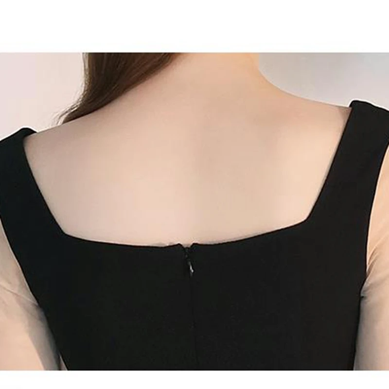 

Black evening dress female ladies banquet French birthday party dress professional interview dress sexy slim A -line Formal Gown