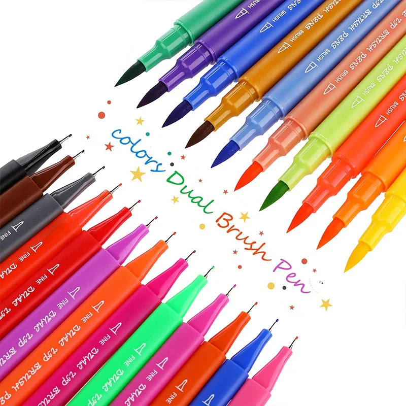 

100 Colors Marker Liner Drawing Watercolor Marker Pens Twin Head Brush Pen Painting Art Supplies