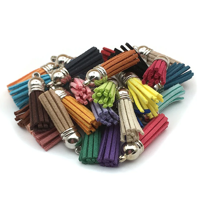 

New Style Retro Cap Color Leather Tassel Phone Pendants for Keychain Jewelry DIY Accessories Gift Women