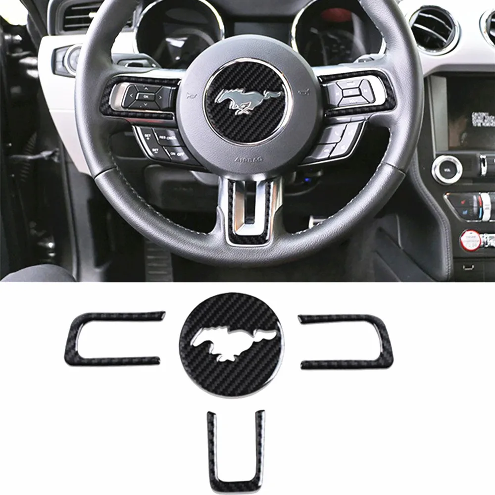 Для Ford Mustang углеродное волокно эмблема рулевого колеса 3D наклейки для автомобиля