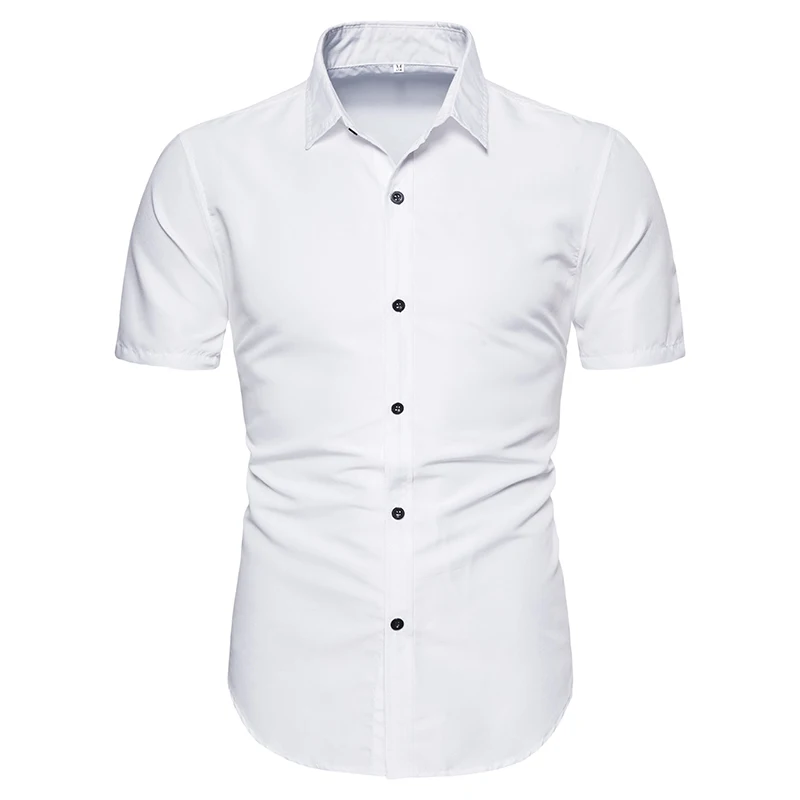 

New solid color men's short sleeves, slim style, work shirt, more sales promotion free shipping