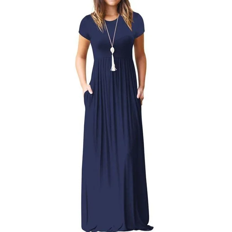

2021 Elegant Long Summer Dress Women Short Sleeve Maxi Dress Ladies Party Casual Dresses Female Robe Femme Green Red XXL