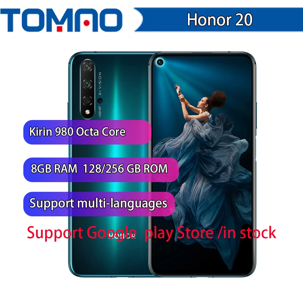 Оригинальный Смартфон HONOR 20 6 26 дюйма 8 ГБ 128 Восьмиядерный процессор Kirin 980 Android 9 0
