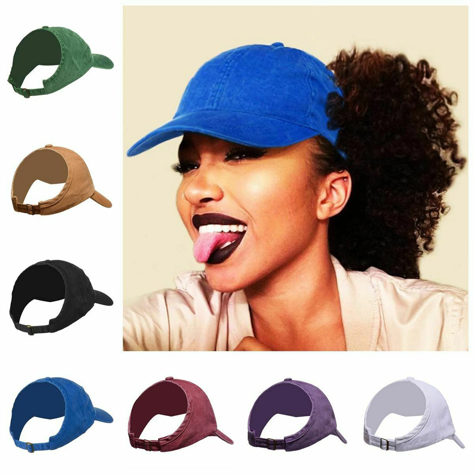 

Summer Visor Ponytail Baseball Hat Outdoors Beach Curly Hair Messy Sun Hats with Wide Brim for Women Girls