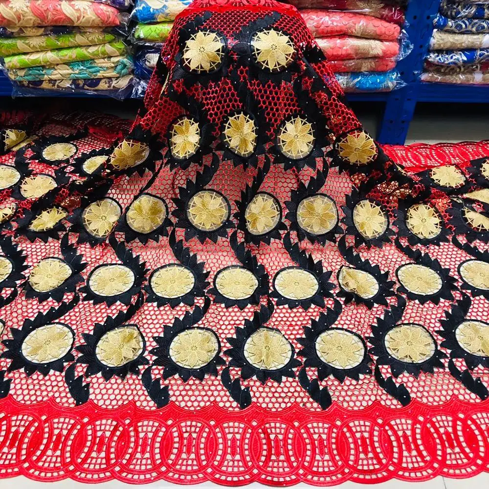 Новейшее гипюровое кружево хлопок вышивка французский африканский шнур