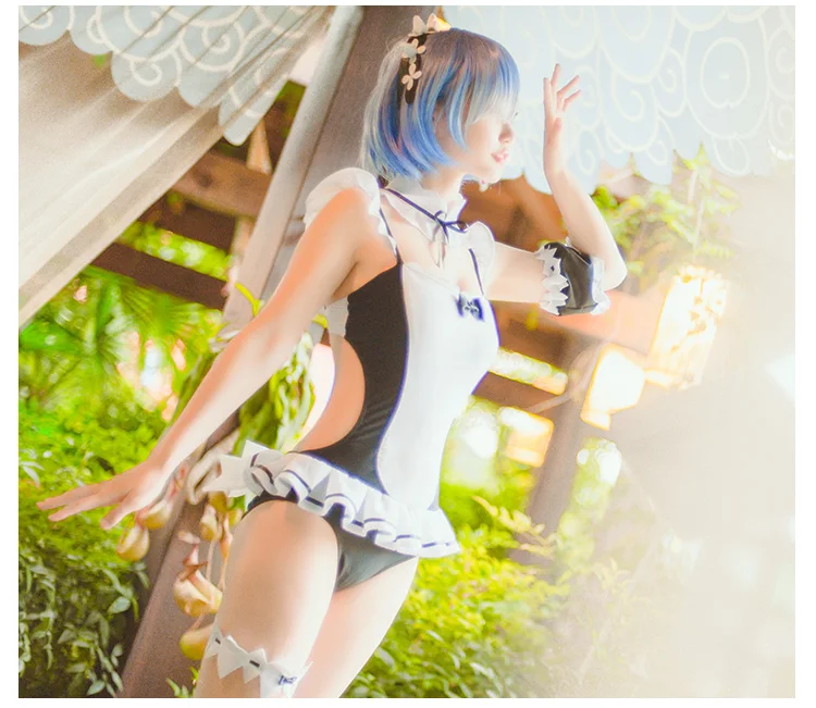 Аниме Re: Zero Ram Rem купальник цельный японский костюм горничной с открытой спиной