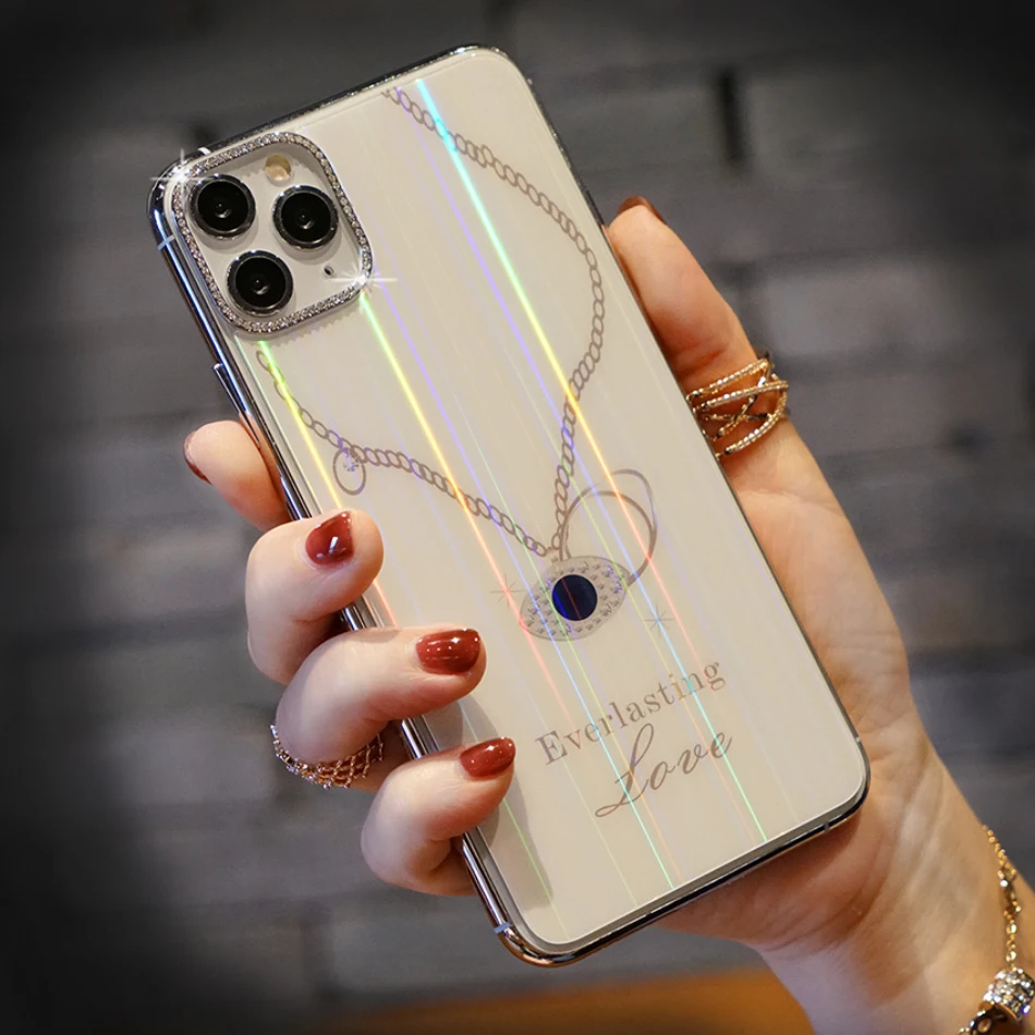 Защитное стекло для iPhone 11 Pro XS Max XR SE 8 7 6S Plus закаленное блестящее с кольцом Стразы