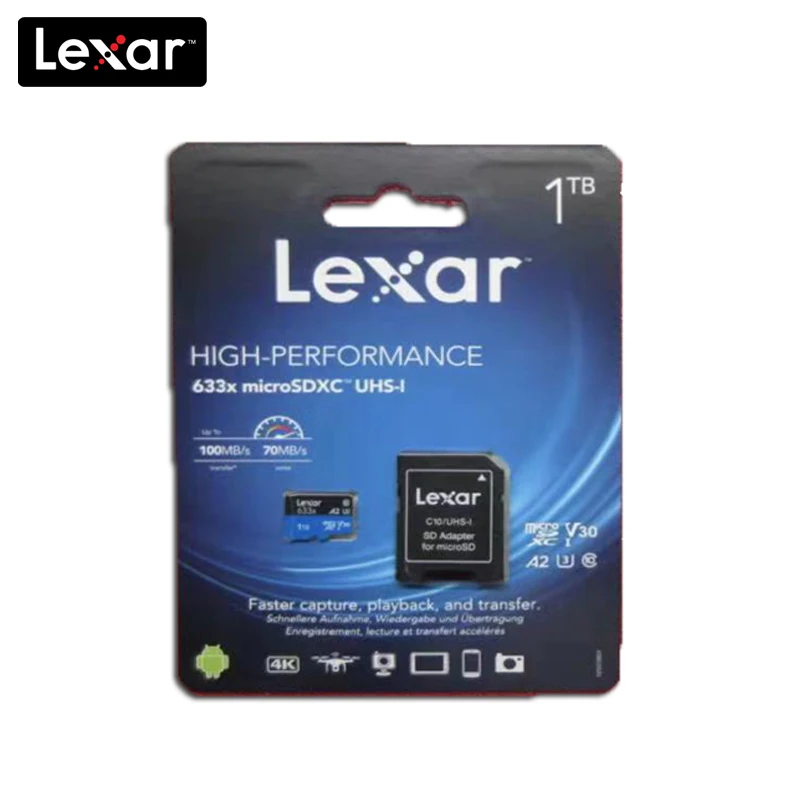 1TB Lexar 633x Micro SD карта 1 ТБ 32GB 64GB 128GB 256GB Micro sd Class 10 cartao de memoria tf-карта для мобильного телефона - Емкость: 1TB