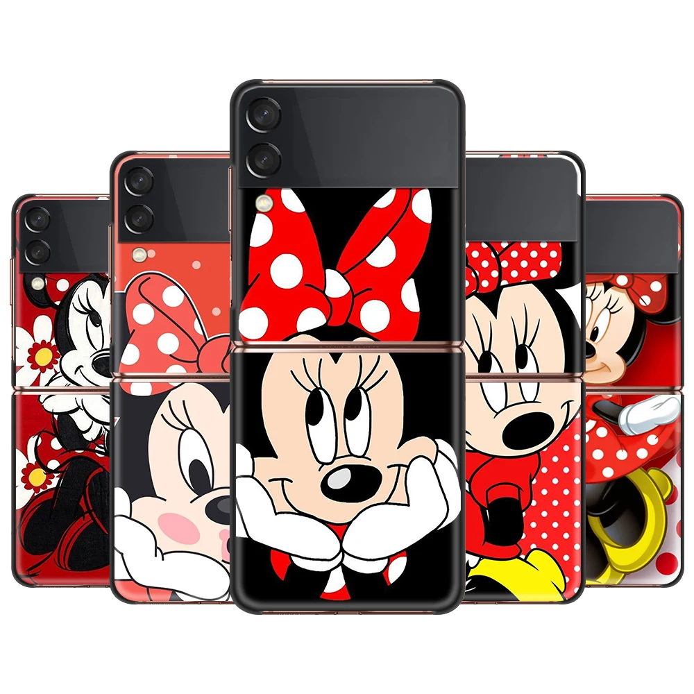 

Red Minnie Mouse Cover For Samsung Galaxy Z Flip 6.7" Flip3 5G Black PC Hard Phone Case Segmented Protect Coque