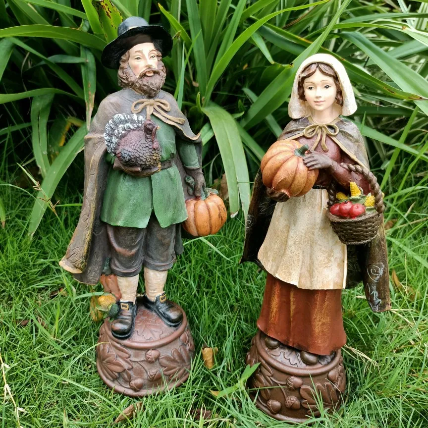 American Country Farm Harvest Couple Doll Resin Ornaments Garden Landscape Figurines Decoration Balcony Lawn Sculpture Crafts