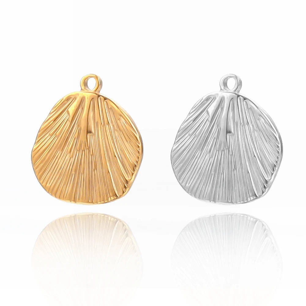 5pcs Stainless Steel 16mm Scallop Shells Charms Pendant for DIY Jewelry Making Craft Women Fashion Necklace Accessories Supplies | Украшения