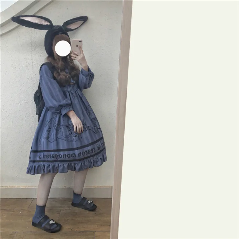 Милые японские кукольные Платья в стиле ретро с длинными рукавами для девочек