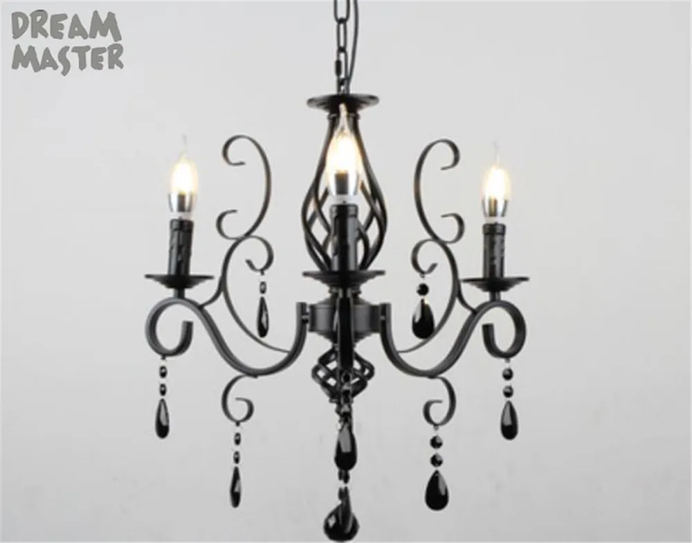 Винтажный Ретро светильник люстра из черного кованого железа + черный