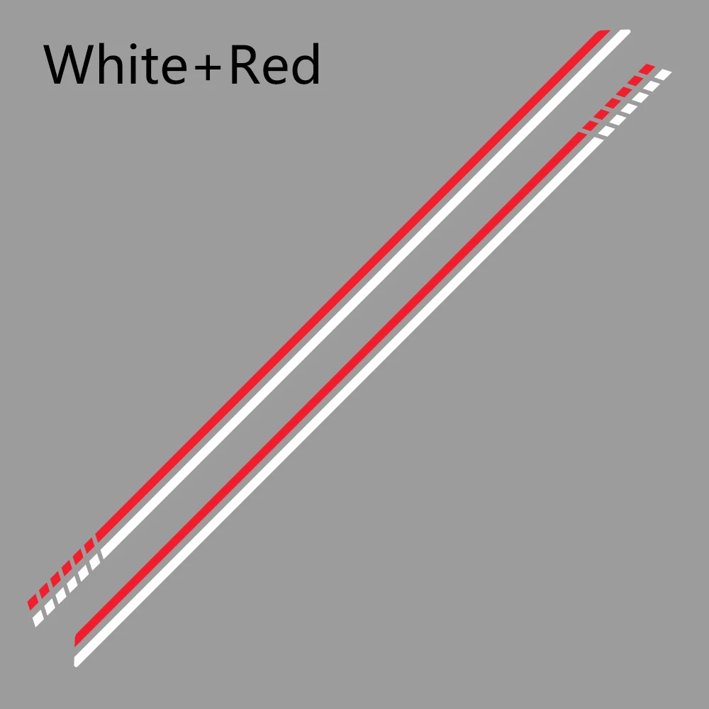 White Red 2 шт. для Fiat 500 автомобильные длинные боковые полосы наклейки Виниловая пленка Авто DIY Стайлинг декоративные наклейки автомобильные принадлежности для тюнинга - Название цвета: White Red