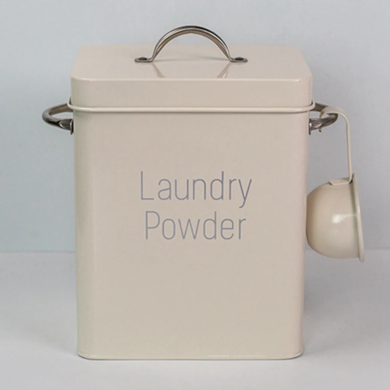 

2Pcs Powder Laundry Powder Boxes Storage with Scoop - White & Green