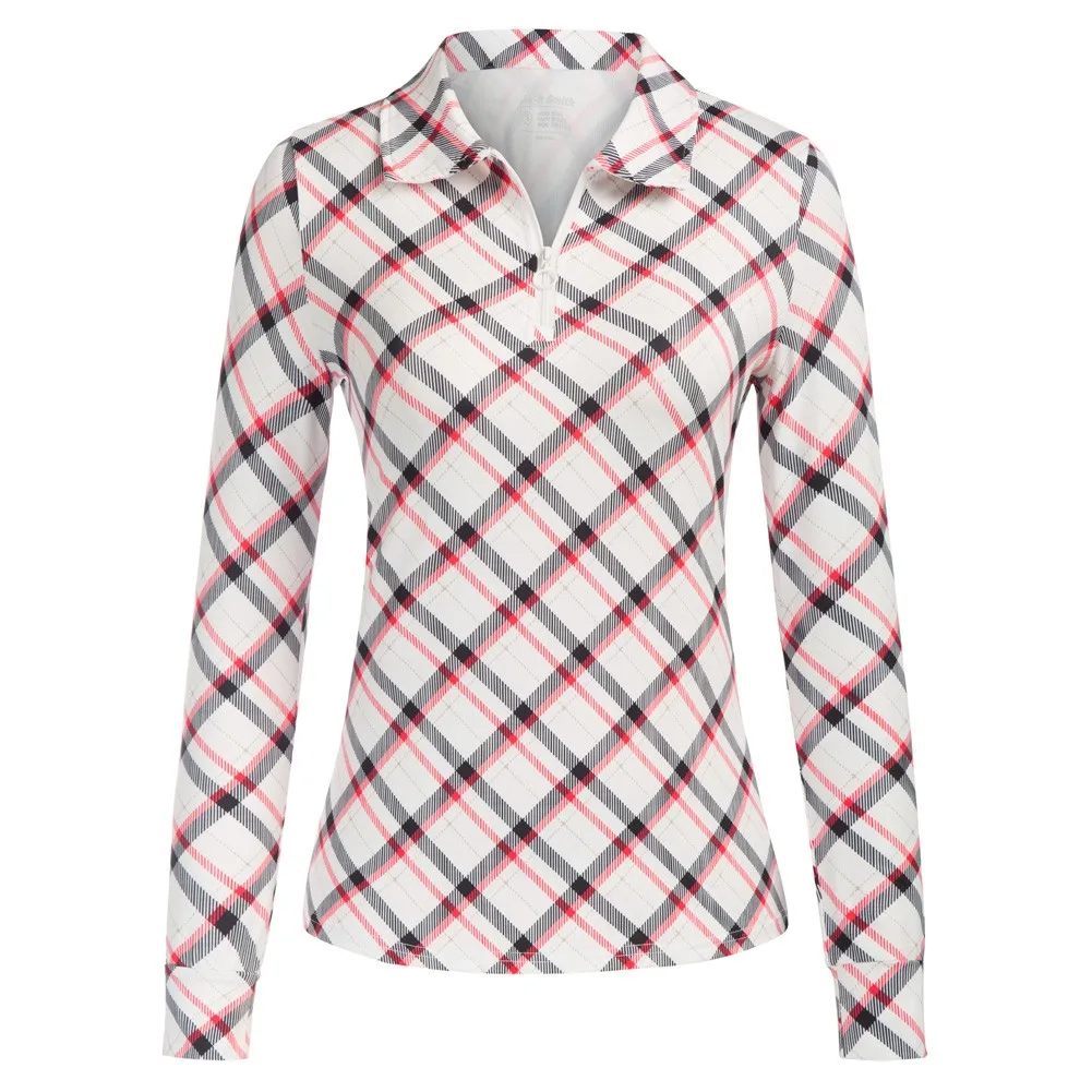 

New Women Fitness Sports Wear Diamond Lattice Pattern Tops Soft Lapel Collar High Stretchy Long Sleeve Shirt