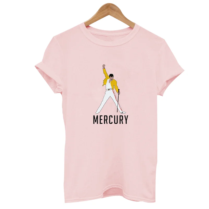Freddie Mercury t-shirt Ullzang women woman hip hop new ulzzang queen band aesthetic summer casual graphic | Женская одежда