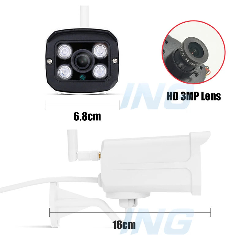 H.265 WIFI 3 мегапиксельная/1080P Водонепроницаемая цилиндрическая ip камера 4 ряда