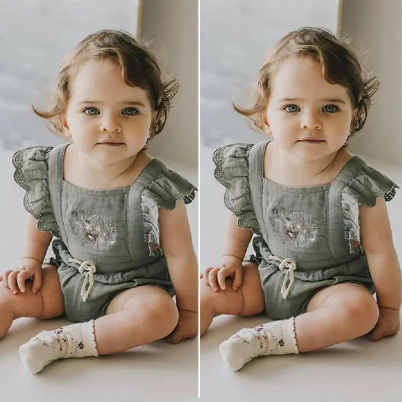 Одежда для новорожденных маленьких девочек летняя одежда с оборками милые