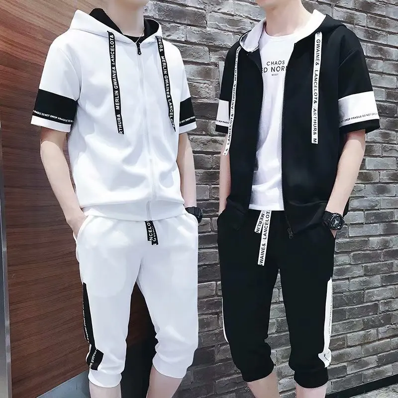 Мужской спортивный костюм E BAIHUI Брендовые спортивные костюмы для фитнеса летние