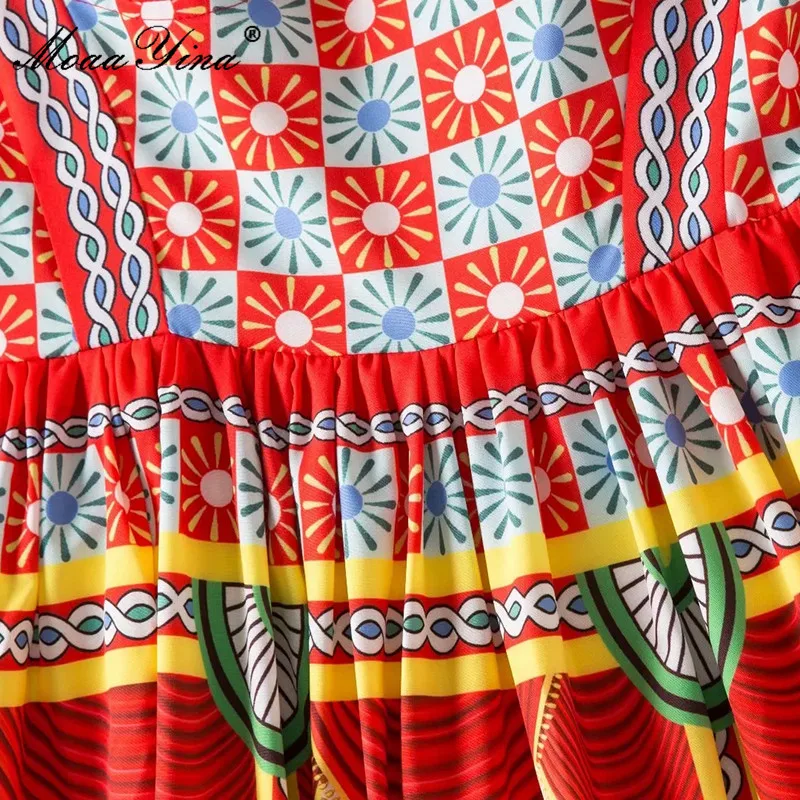 MoaaYina модное дизайнерское летнее платье для женщин с рукавом-бабочкой винтажное