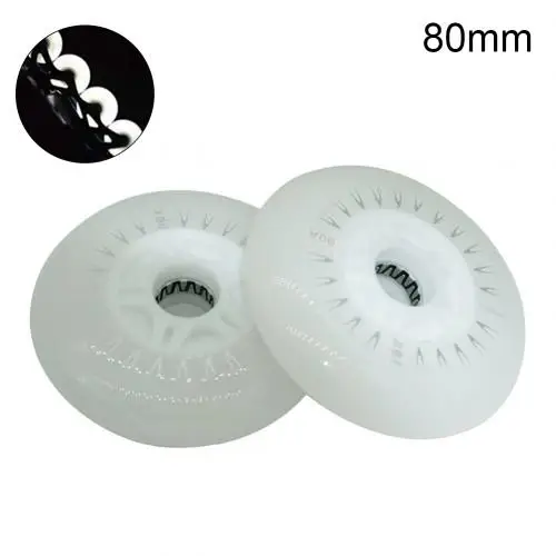 White 80mm Комплект из 2 предметов, детская одежда на рост 80, 76/72 мм встроенный Инлайн ролики с расположением колес колесики Скорость кататься на коньках светодиодный Раздвижные каток мигающий светильник крутящихся колесиках - Цвет: White 80mm