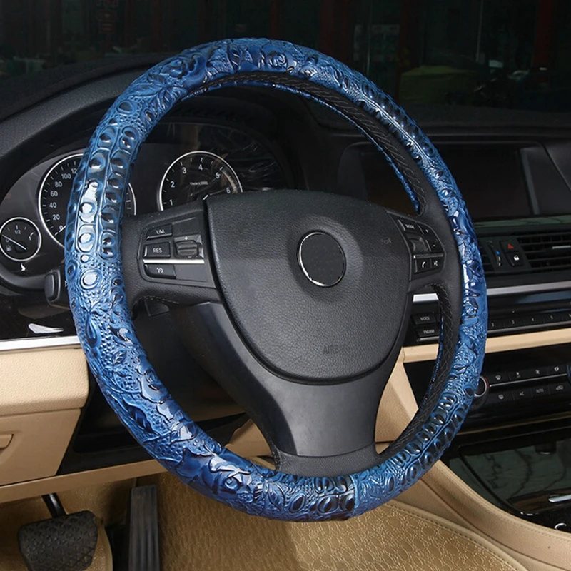 

Car Steering Wheel Cover Leather 2021 Cool Carved Covers Case 37/38cm For Honda/Audi/Ford/hyundai/volkswagen/Kia