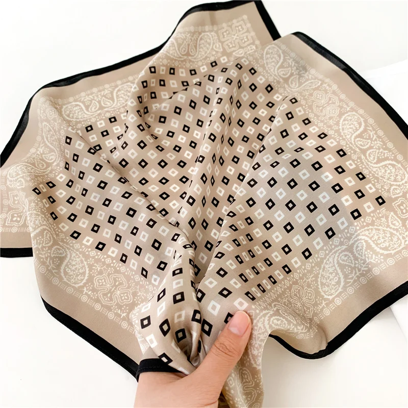 

Pure Natural 100% Silk Scarf Women Square Neck Scarves Foulard Print Small Hairband Kerchief Bandana Bag Tie 2021 Fashion