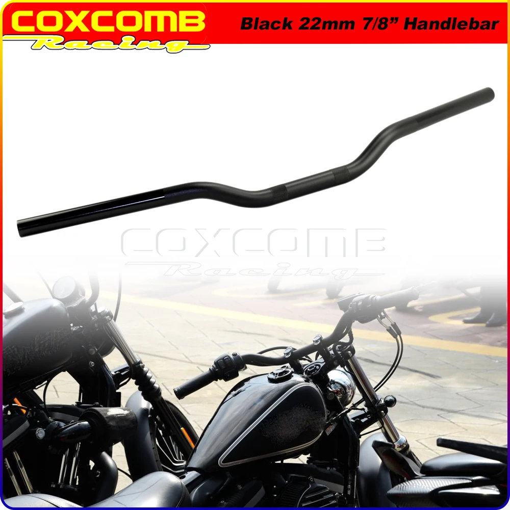 Универсальный алюминиевый руль винтажный 7/8 дюйма 22 мм для Yamaha BMW Harley Cruiser Scrambler Black