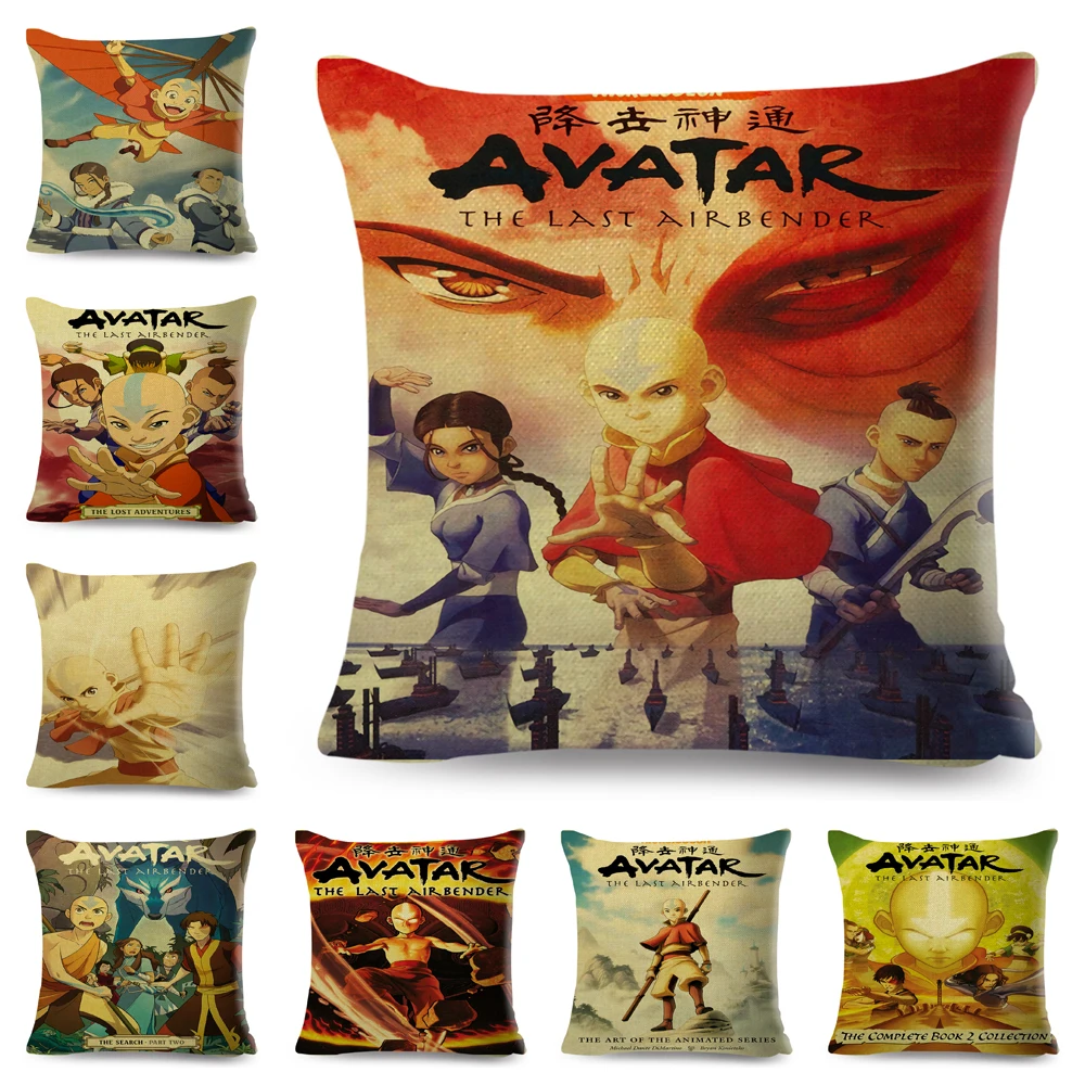 

Avatar The Last Airbender Aang Pillow Case for Sofa Home Decor Fight Anime Cartoon Pillowcase Polyester Cushion Cover 45x45cm