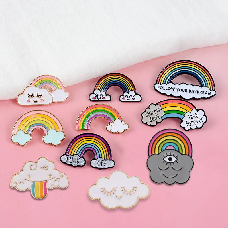 Романтическая Милая эмалированная заколка для леди мультяшная луна облако бейдж