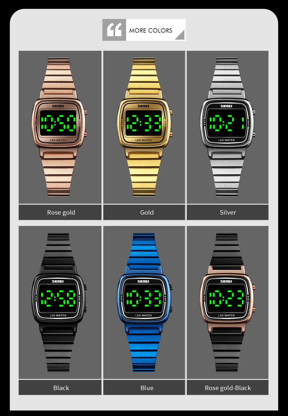 SKMEI Ultra Thin Luxury Women's Silver Stainless Steel Watches Women Fashion LED Digital Dress Business Wrist watch Reloj Mujer