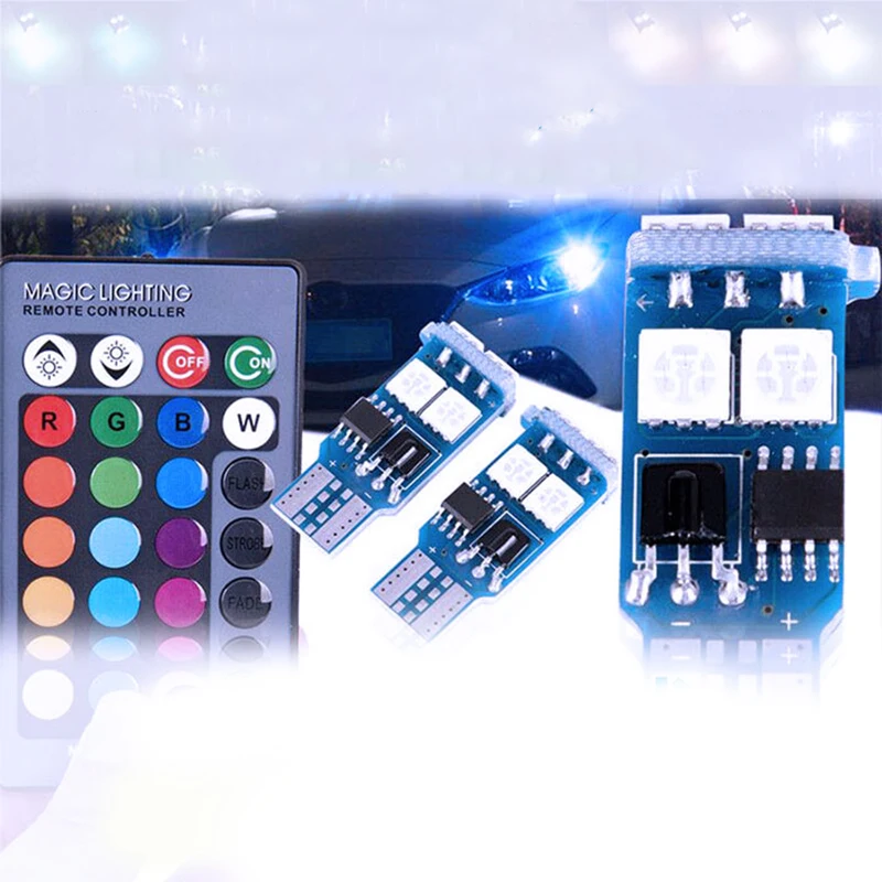 RGB Светодиодная лампа T10 W5W 5050 6SMD Автомобильная купольная для чтения красочные