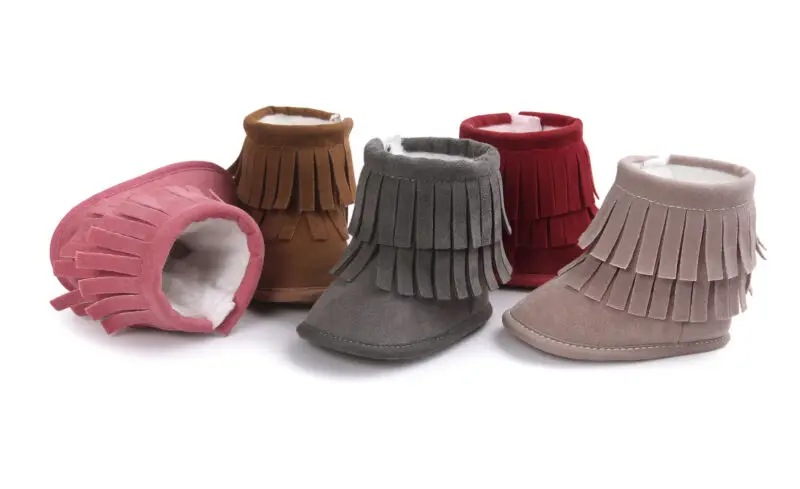 Милые ботинки для новорожденных мальчиков и девочек хлопковые однотонные зимние