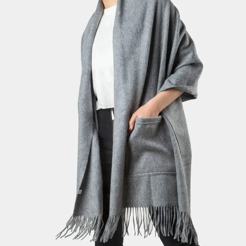 Wool Shawl Women Cloak Female Warm Thick Long Scarf Multifunction Pashmina Winter Warp Outdoor Adult Fashion Solid Poncho |