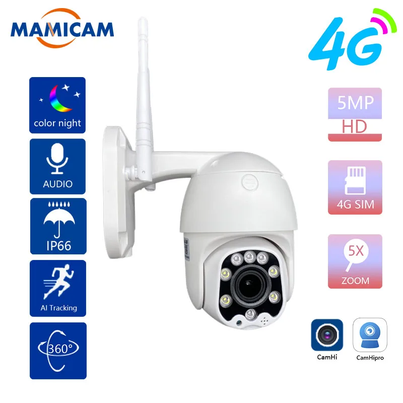 

IP Camera Outdoor 1080P 5MP 4G SIM Card CCTV Camera With GSM Two Way Audio 2MP Wireless Security Bullet Camera Metal CamHi