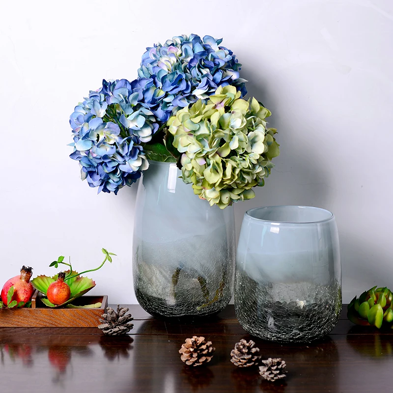 

Colored Ice crack art Glass Vase for wedding decoration home decor Tabletop vases for flowers Styling of mermaid terrarium