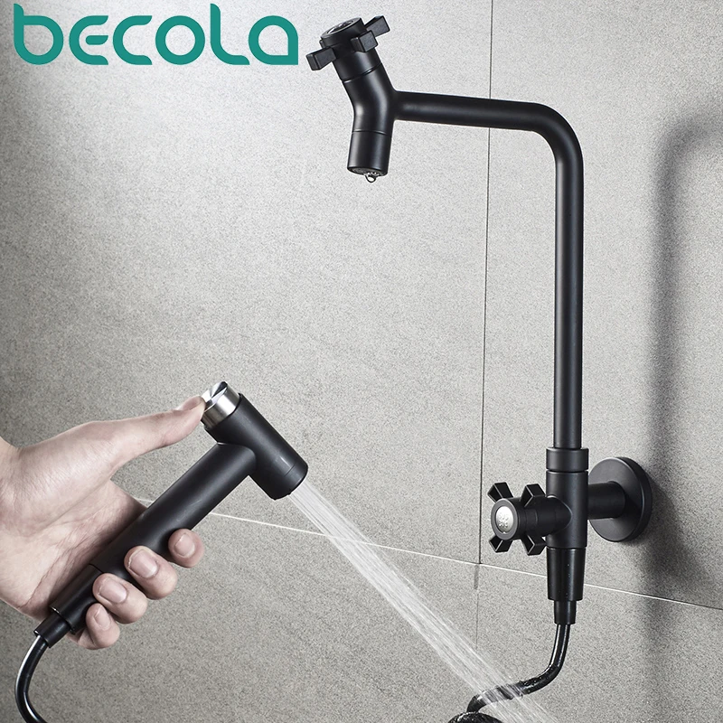 BECOLA 304 настенный 4 точечный Расширенный кран из нержавеющей стали быстро чистящий