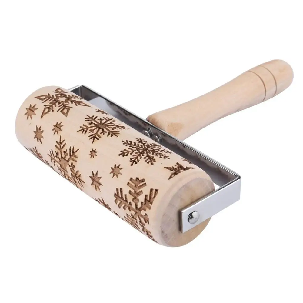 Рождественская скалка для тиснения печенье выпечки фондан пирог деревянная