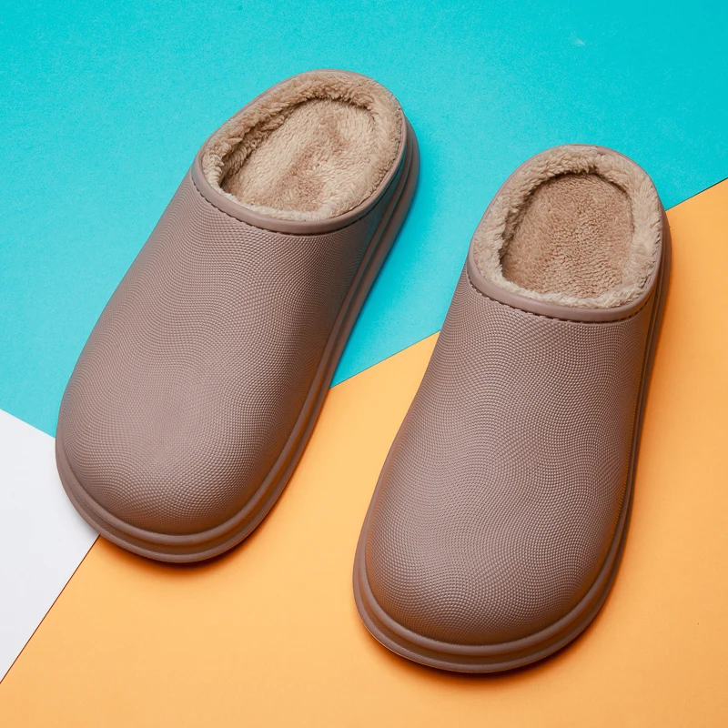 Водонепроницаемые зимние хлопковые тапочки женская домашняя Теплая мужская