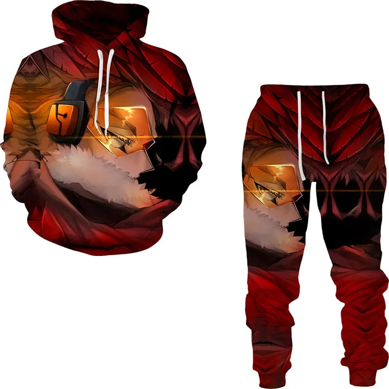 

2021 Anime My Hero Cosplay Academia Men's Tracksuit Bakugo Hoodies Sweatshirt Unisex Clothes Women Men's Clothing Set Sweatpants