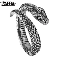 zabra real 925 sterling silver snake ring for men women rock vintage animal jewelry biker open size 7 5 to 11 5