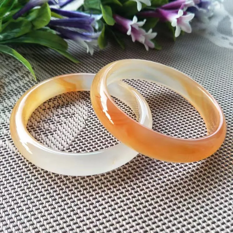 

Natural Colorful Agate Bangle Jade Jewelry Women Genuine Certified Jades Stone Chalcedony Bangles Lucky Amulet Bracelets Gifts