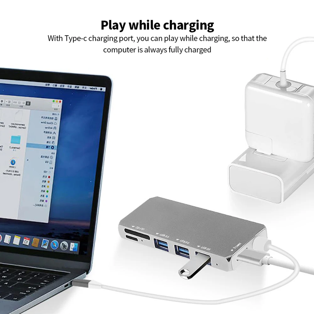 

usb c hub card reader Type C to usb hub multiport adapter 6 in 1 PD charging SD/TF dock for MacBook Pro