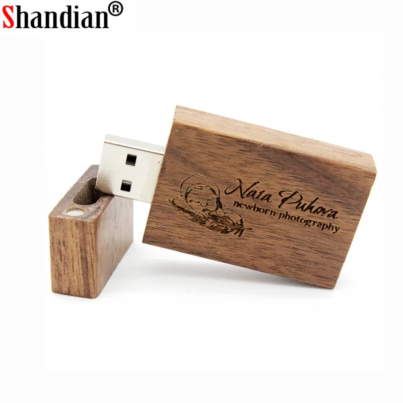 SHANDIAN деревянный блок USB2.0 флеш-накопитель 4GB/8GB/16GB/32GB/64GB 128GB коробка для свадебных
