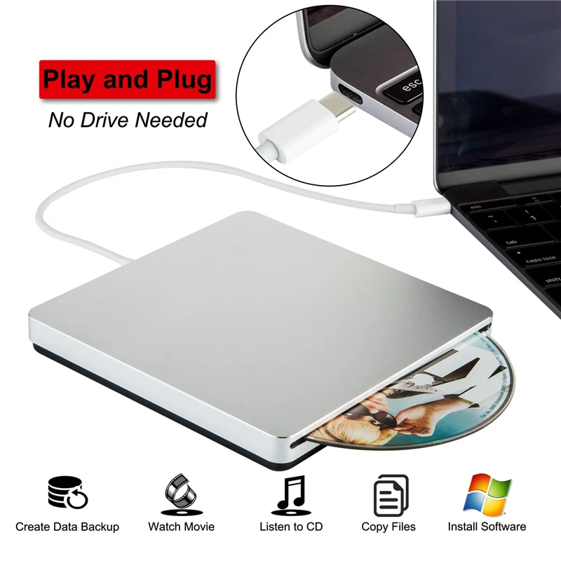 Тип C USB 3 0 внешний CD DVD привод портативный CD/DVD RW горелки оптический диск