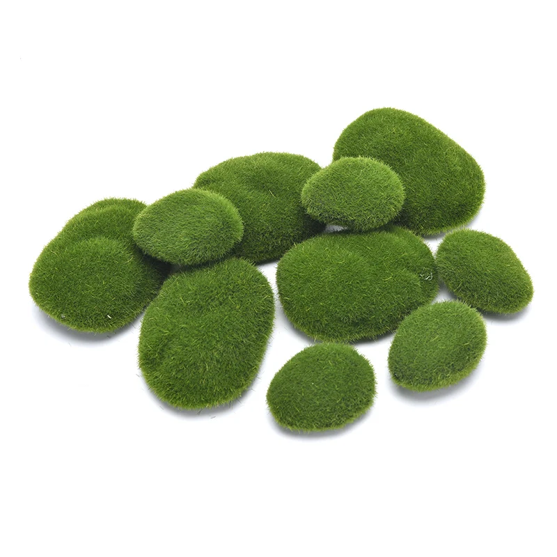 

20Pcs 3 Size Artificial Moss Stone Rock Green Moss Covered DIY Home Garden Decor