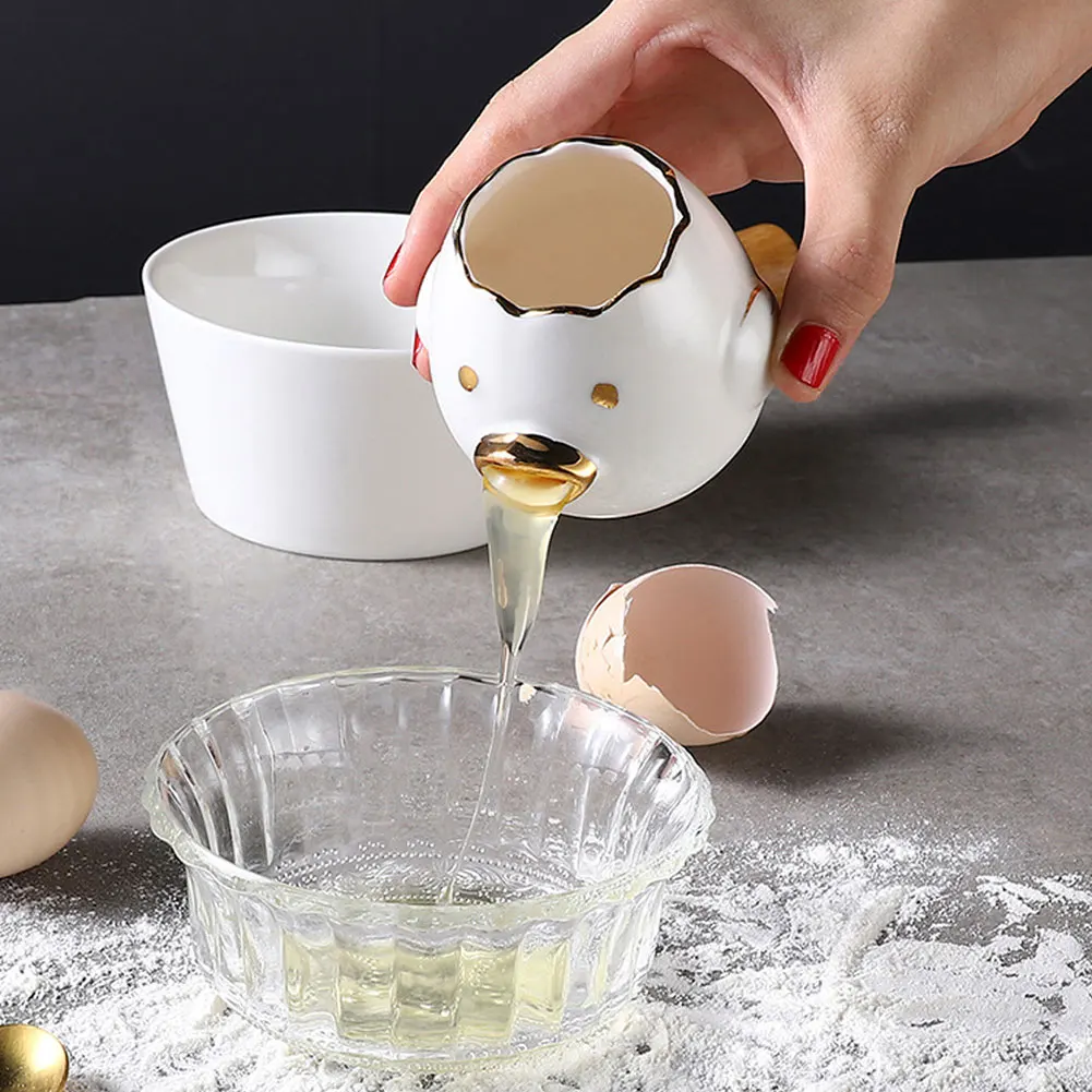 

Cute Cartoon Chicken Egg Yolk Separator Ceramics Health Cartoon Chick Egg Separator Filter Baking Tools Kitchen Accessories