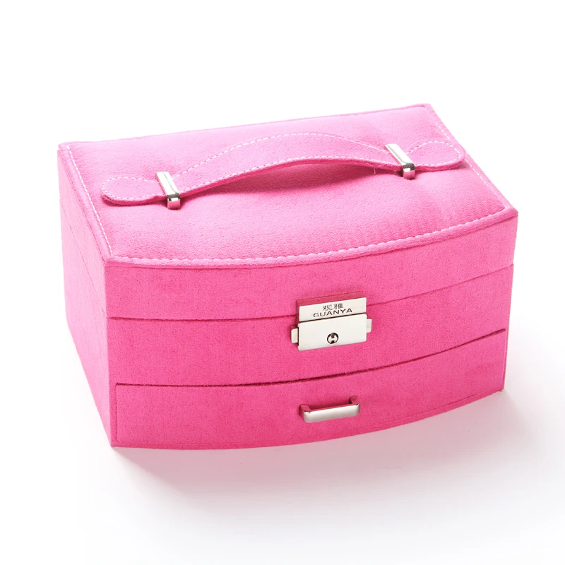 Шкатулка для ювелирных украшений в европейском стиле фланелевая Запираемая