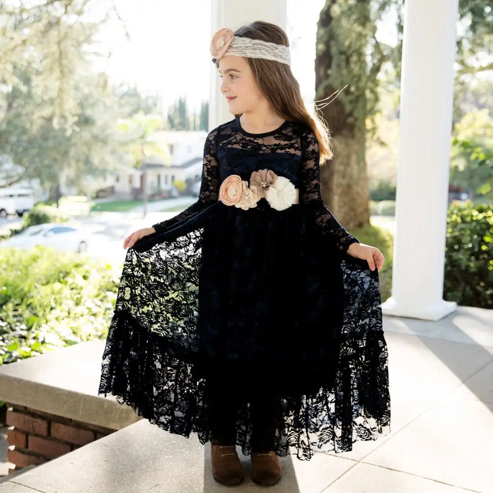 Потрясающие кружевные платья для девочек в стиле бохо с цветочным рисунком